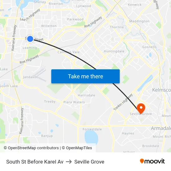 South St Before Karel Av to Seville Grove map