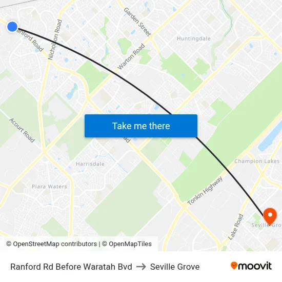 Ranford Rd Before Waratah Bvd to Seville Grove map
