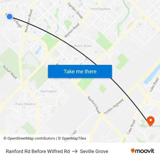 Ranford Rd Before Wilfred Rd to Seville Grove map