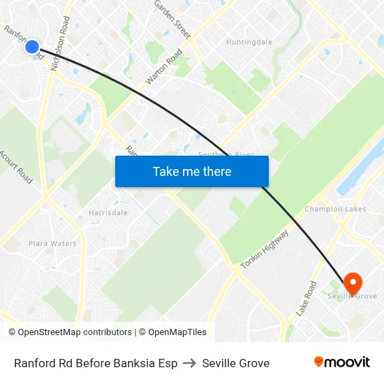 Ranford Rd Before Banksia Esp to Seville Grove map