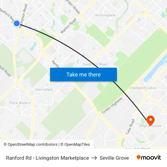 Ranford Rd - Livingston Marketplace to Seville Grove map