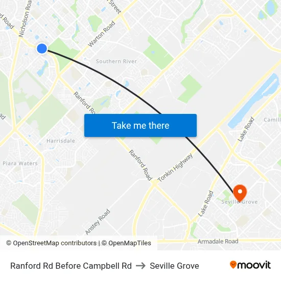 Ranford Rd Before Campbell Rd to Seville Grove map