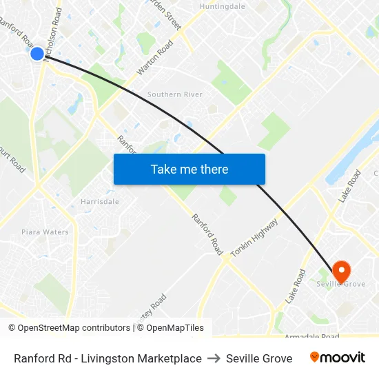 Ranford Rd - Livingston Marketplace to Seville Grove map