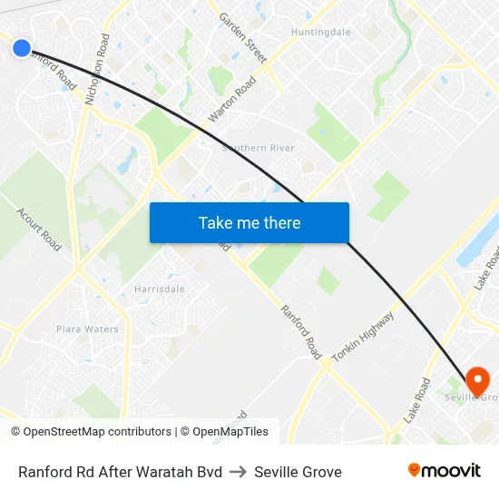 Ranford Rd After Waratah Bvd to Seville Grove map