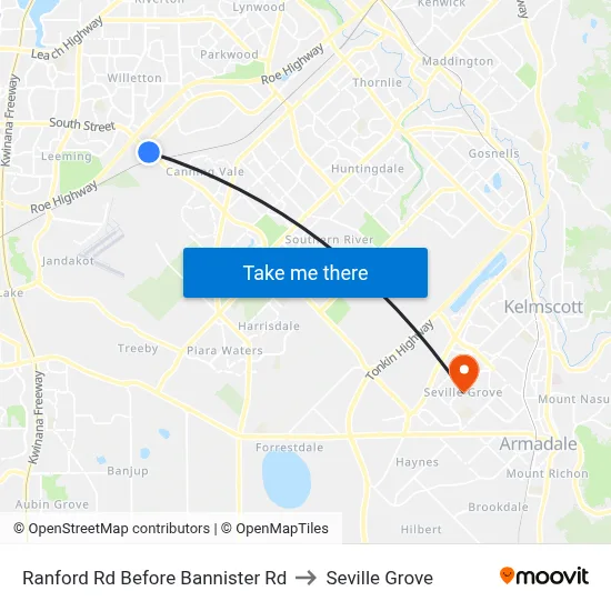 Ranford Rd Before Bannister Rd to Seville Grove map