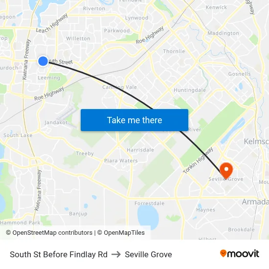 South St Before Findlay Rd to Seville Grove map