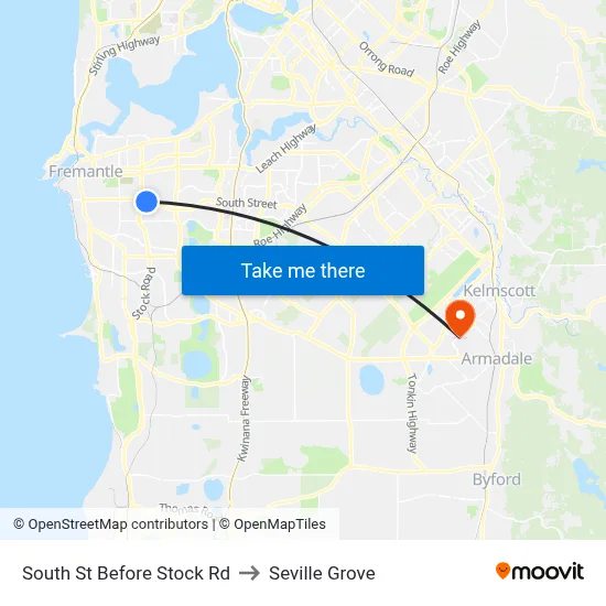 South St Before Stock Rd to Seville Grove map
