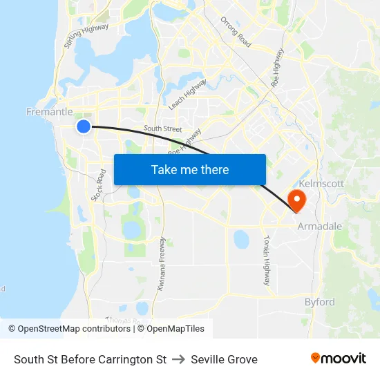 South St Before Carrington St to Seville Grove map