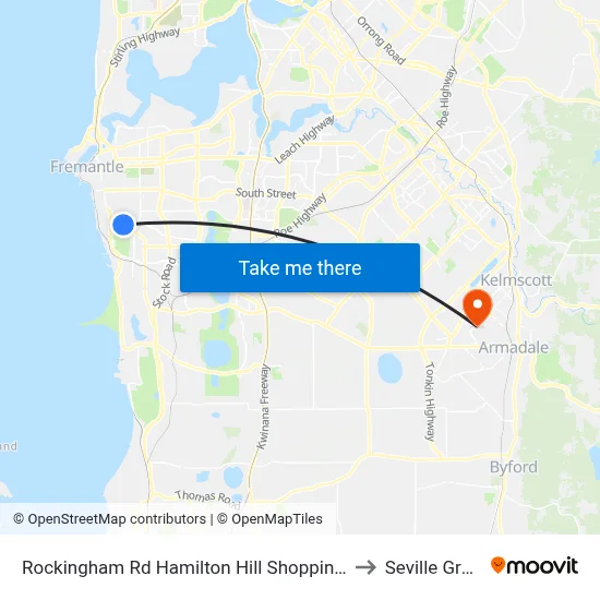 Rockingham Rd Hamilton Hill Shopping Ctr to Seville Grove map