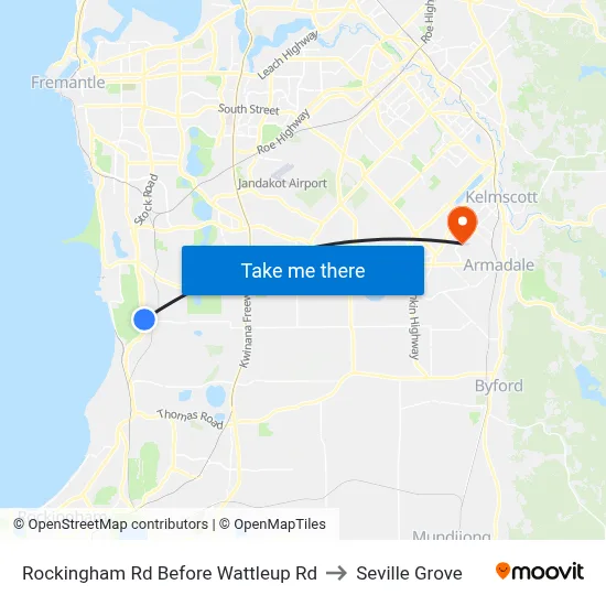 Rockingham Rd Before Wattleup Rd to Seville Grove map