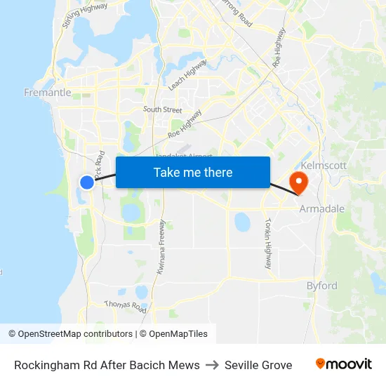 Rockingham Rd After Bacich Mews to Seville Grove map