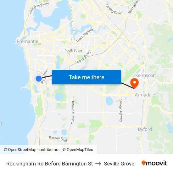 Rockingham Rd Before Barrington St to Seville Grove map