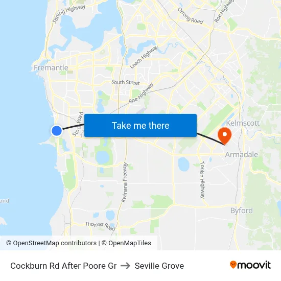 Cockburn Rd After Poore Gr to Seville Grove map