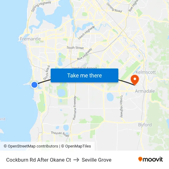 Cockburn Rd After Okane Ct to Seville Grove map