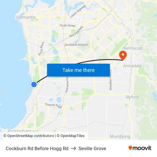 Cockburn Rd Before Hogg Rd to Seville Grove map