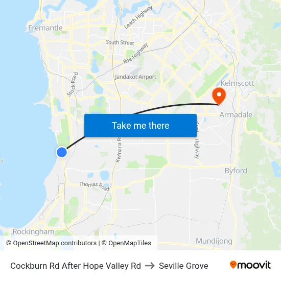 Cockburn Rd After Hope Valley Rd to Seville Grove map