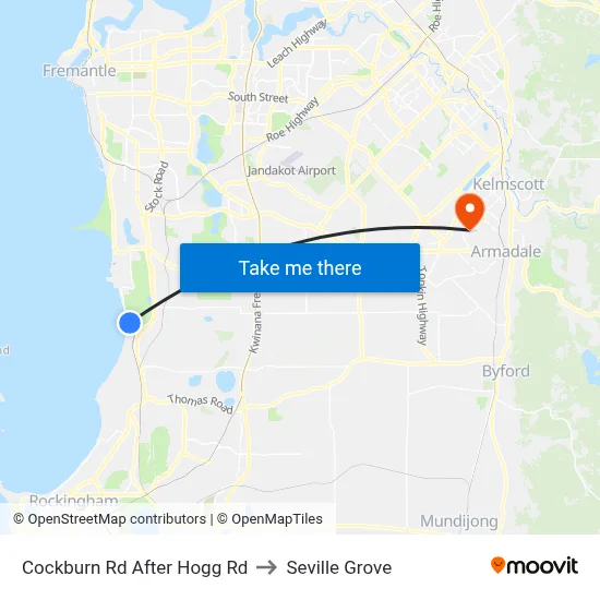Cockburn Rd After Hogg Rd to Seville Grove map