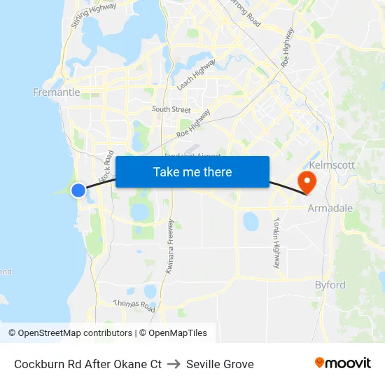 Cockburn Rd After Okane Ct to Seville Grove map