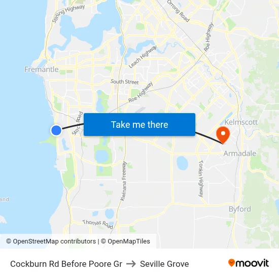 Cockburn Rd Before Poore Gr to Seville Grove map