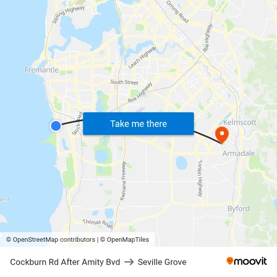Cockburn Rd After Amity Bvd to Seville Grove map