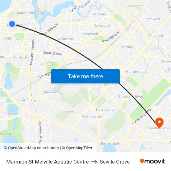 Marmion St Melville Aquatic Centre to Seville Grove map