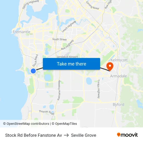 Stock Rd Before Fanstone Av to Seville Grove map