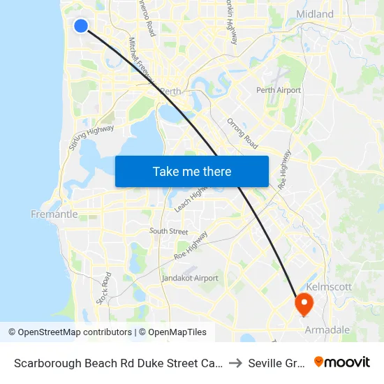 Scarborough Beach Rd Duke Street Cat Id 15 to Seville Grove map