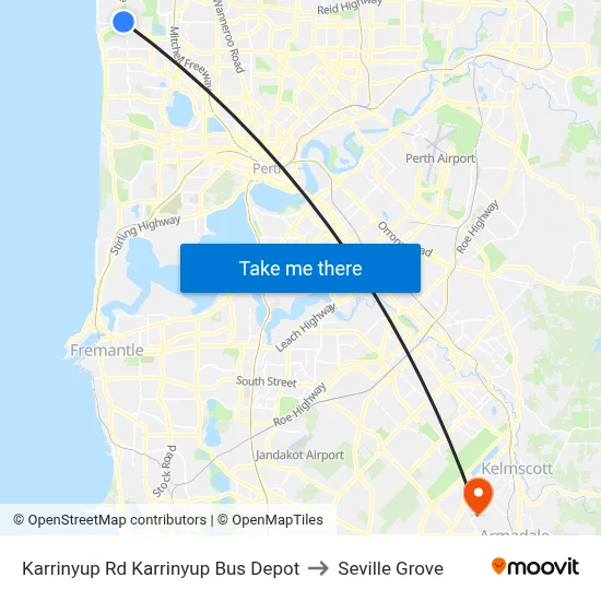 Karrinyup Rd Karrinyup Bus Depot to Seville Grove map