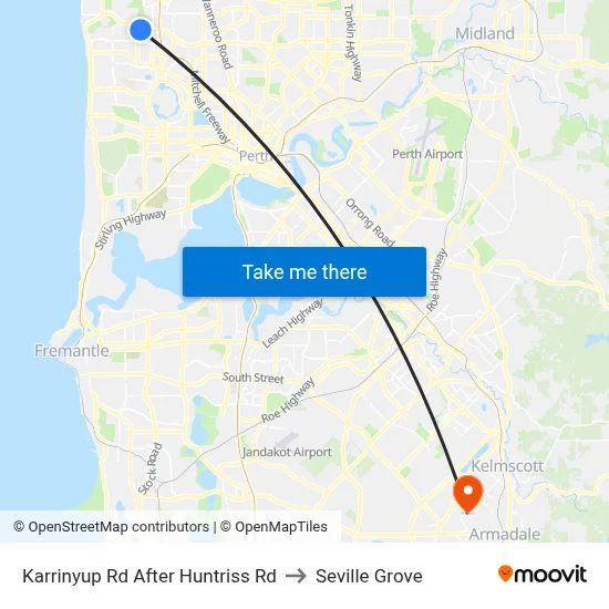 Karrinyup Rd After Huntriss Rd to Seville Grove map