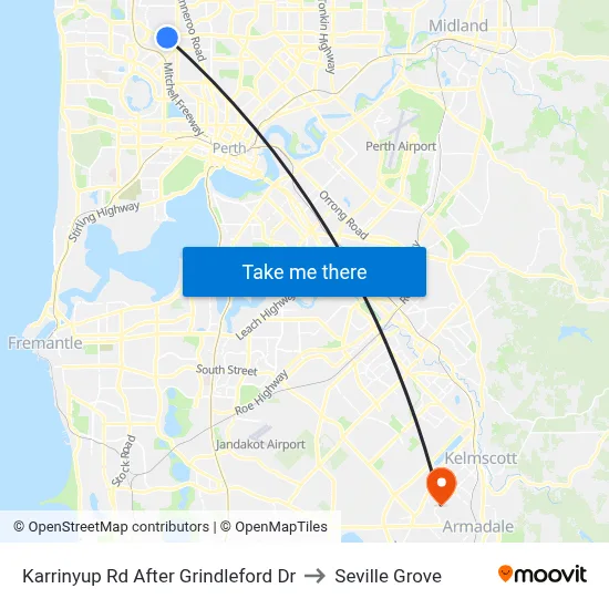 Karrinyup Rd After Grindleford Dr to Seville Grove map
