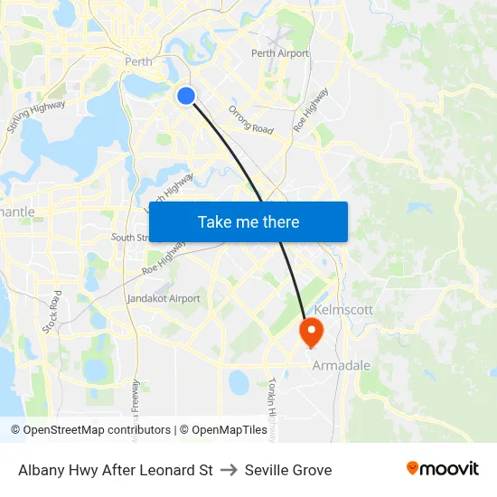 Albany Hwy After Leonard St to Seville Grove map