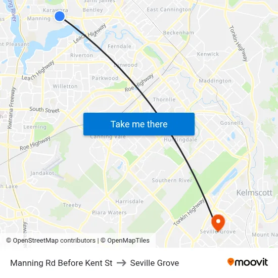 Manning Rd Before Kent St to Seville Grove map