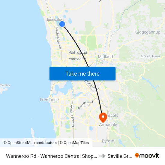 Wanneroo Rd - Wanneroo Central Shopping Ctr to Seville Grove map