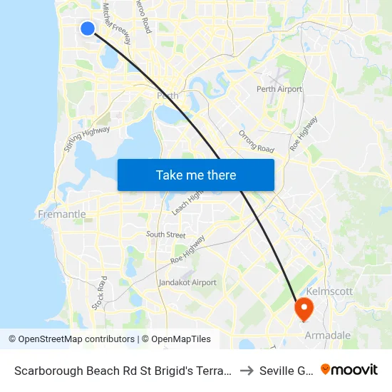 Scarborough Beach Rd St Brigid's Terrace Cat Id 29 to Seville Grove map