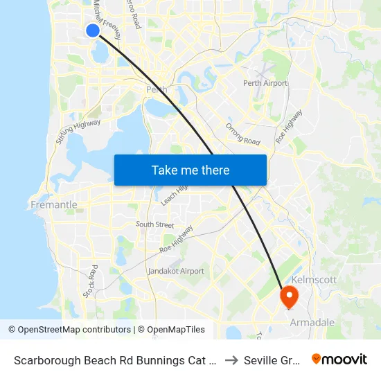 Scarborough Beach Rd Bunnings Cat Id 34 to Seville Grove map