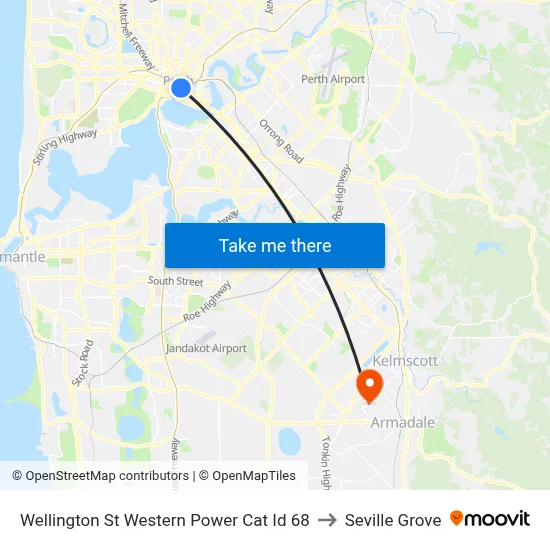 Wellington St Western Power Cat Id 68 to Seville Grove map