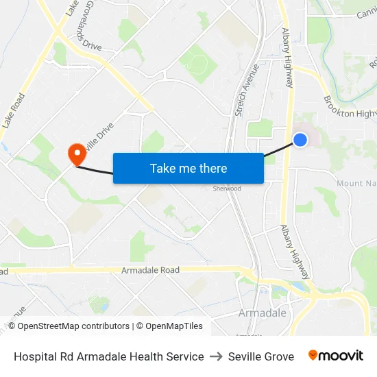 Hospital Rd Armadale Health Service to Seville Grove map
