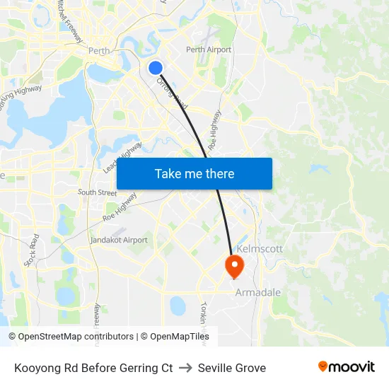Kooyong Rd Before Gerring Ct to Seville Grove map