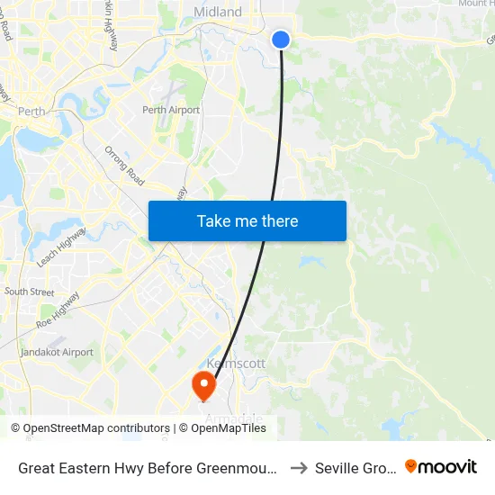 Great Eastern Hwy Before Greenmount Ri to Seville Grove map