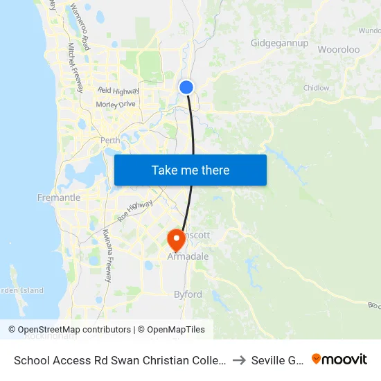 School Access Rd Swan Christian College Stand 2 to Seville Grove map