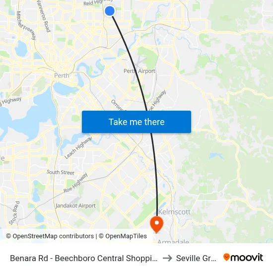Benara Rd - Beechboro Central Shopping Ctr to Seville Grove map