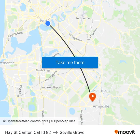 Hay St Carlton Cat Id 82 to Seville Grove map