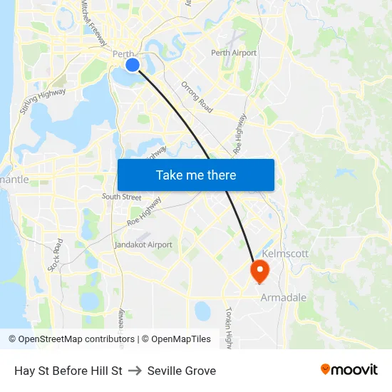 Hay St Before Hill St to Seville Grove map