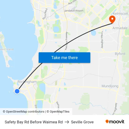 Safety Bay Rd Before Waimea Rd to Seville Grove map