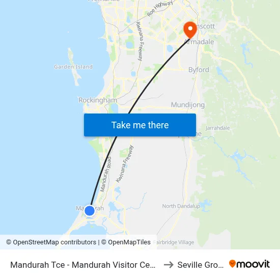Mandurah Tce  - Mandurah Visitor Centre to Seville Grove map