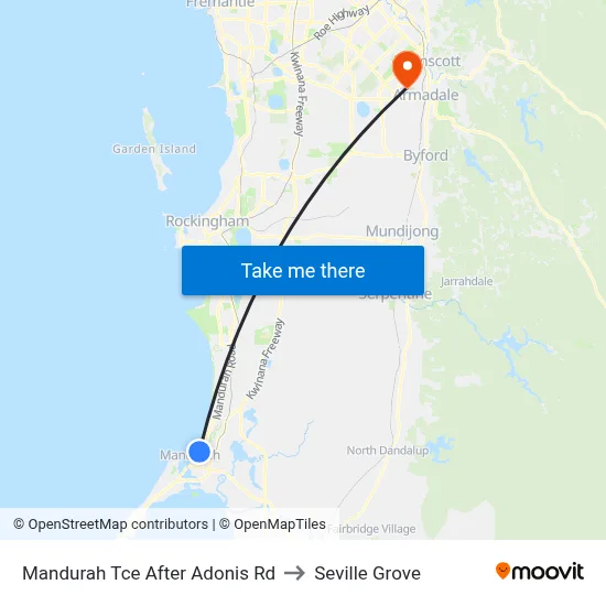 Mandurah Tce After Adonis Rd to Seville Grove map