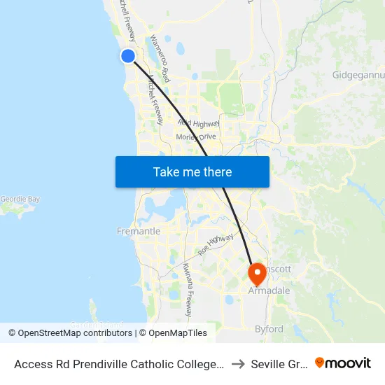 Access Rd Prendiville Catholic College Stand 3 to Seville Grove map