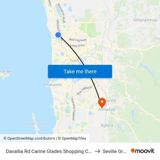 Davallia Rd Carine Glades Shopping Centre to Seville Grove map