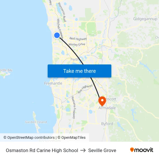 Osmaston Rd Carine High School to Seville Grove map