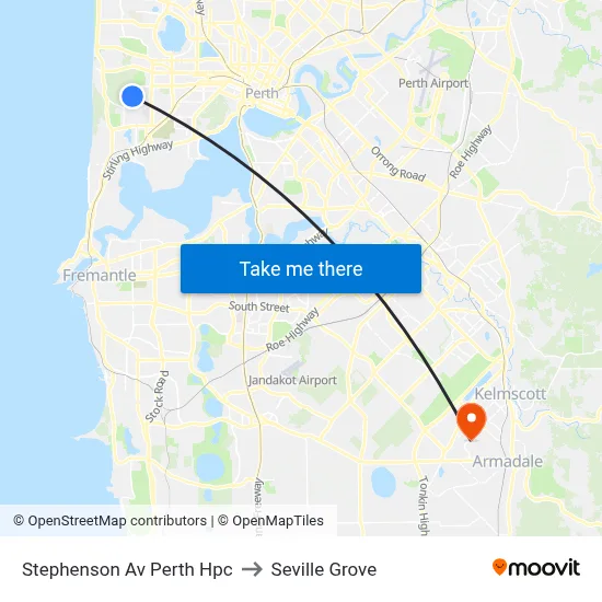 Stephenson Av Perth Hpc to Seville Grove map